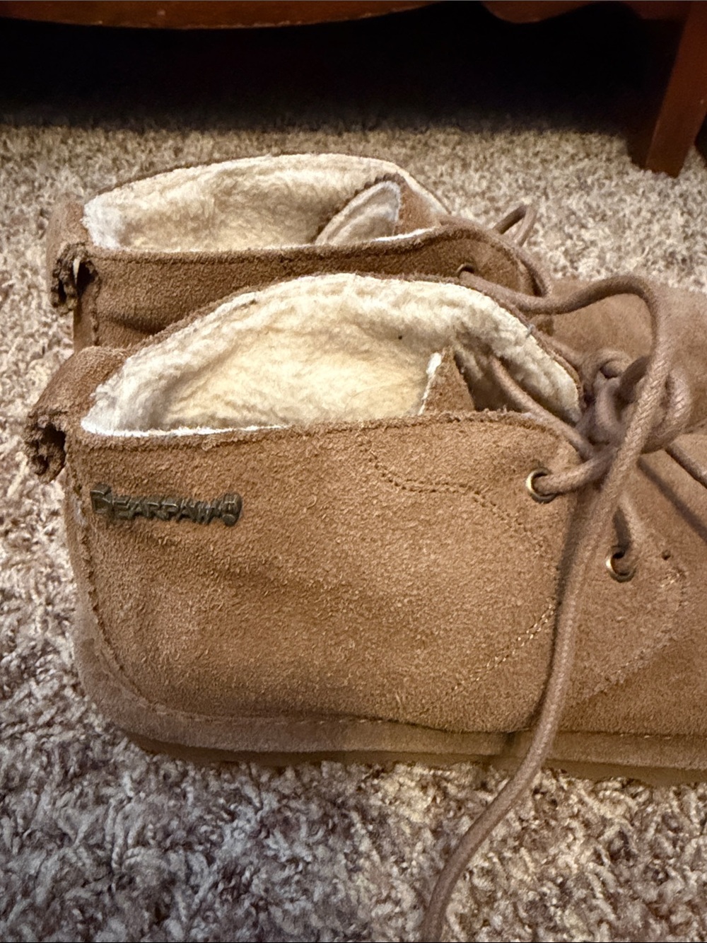 BearPaw Kids Tan Suede Lace-Up Cozy Lined Boots
